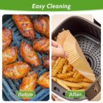 360 Pcs 8” Square Unbleached Heavy Duty Air Fryer Paper Liners Disposable, Non-Stick & Non-Leak Parchment Paper Liners for Airfryer Basket, Deep… - Image 5