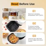 Air Fryer Paper Liners, 200pcs Air Fryer Liners Disposable, 8″ Square Baking Paper Liner for 5-8 qt Airfryer Basket, Non-stick and Oil Proof… - Image 4