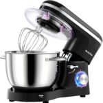 Stand Mixer, 6.2L Food Mixers for Baking, Electric Kitchen Mixers with Bowl, Dough Hook, Wire Whip & Beater (6.2L, Black)