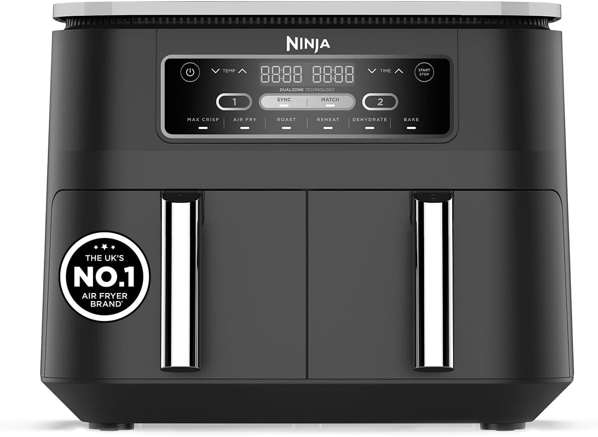 519tKaMrTZL._AC_SL1400_.jpg Foodi Dual Zone Digital Air Fryer, 2 Drawers, 7.6L, 6-in-1, Uses No Oil, Air Fry, Max Crisp, Roast, Bake, Reheat, Dehydrate, Cooks 4-6 Portions, Non-Stick, Dishwasher Safe… - Image 1
