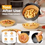 Air Fryer Liners for Ninja, 205 PCS Heavy-Duty Disposable Air Fryer Liners, 8″ Round Airfryer Paper Liners for 5-8 QT Basket, Oil-Proof & Non-Stick… - Image 2