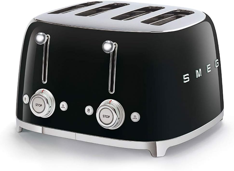51D1KJuDsQL._AC_SL1000_.jpg TSF03BLUK 4 Slice Toaster, Extra Wide Slots, 3 pre set programmes, Black - Image 1