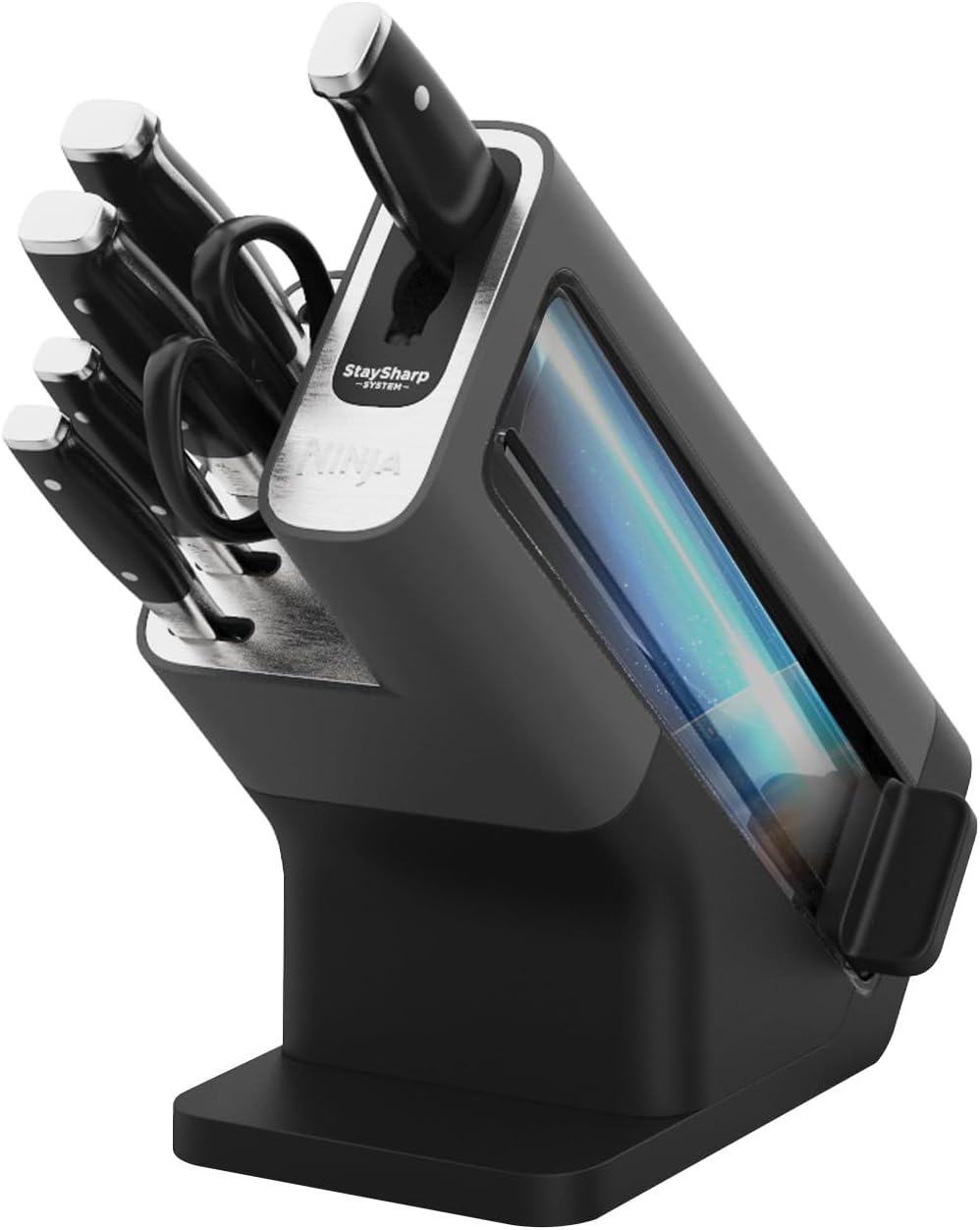 51DgrbcAgsL._AC_SL1438_.jpg Foodi StaySharp Knife Block with Integrated Sharpener 5 Knives and Scissors (1 pair), Sharp 6-Piece Knife Set Chef, Bread, Slicing, Utility, Paring Knives & Scissors,… - Image 1
