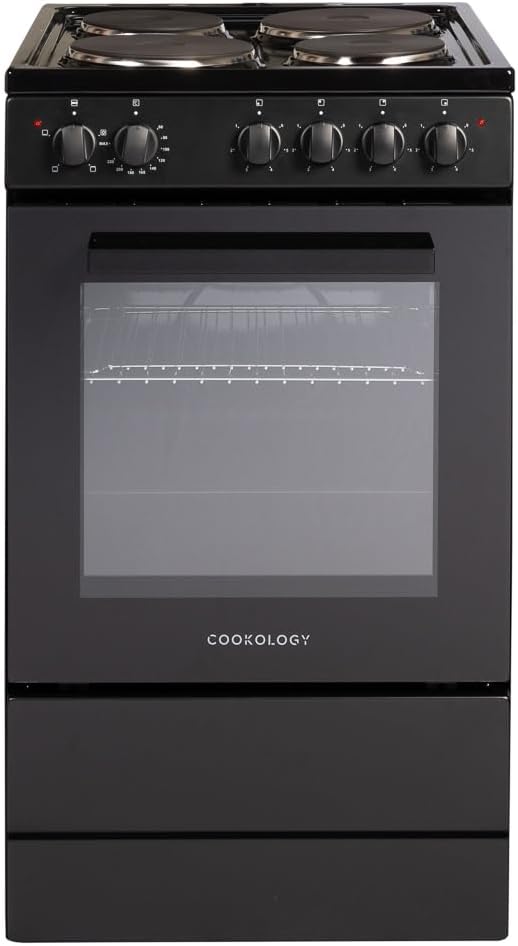 51DjdSUIZKL._AC_SL1000_.jpg CFSPSC501BK 50cm 62L Capacity Single Cavity Freestanding Electric Cooker with 4 Zone Solid Plate Hob Cooktop – Black - Image 1