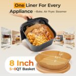 Air Fryer Paper Liners, 200pcs Air Fryer Liners Disposable, 8″ Square Baking Paper Liner for 5-8 qt Airfryer Basket, Non-stick and Oil Proof… - Image 5