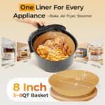 Air Fryer Liners for Ninja, 205 PCS Heavy-Duty Disposable Air Fryer Liners, 8″ Round Airfryer Paper Liners for 5-8 QT Basket, Oil-Proof & Non-Stick… - Image 3