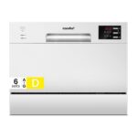 2026 New Upgraded Table Top Dishwasher with 6 Place Settings, Mini Countertop Dishwasher for Small Families, Couples, LED display, Delay Start, 47dB Quiet Noise, White