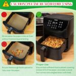 BYKITCHEN 300PCS Disposable Air Fryer Paper Liners for Ninja AF141 5 QT Pro AF181 6.5QT, Cosori Chefman 6 QT &Other 5 to 8Qt Airfryer, 8in Square… - Image 6