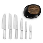 50’s Style 6 Piece Knife Block Set, Acacia - Image 8