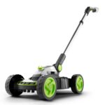 SLM50 Small Alloy Steel Lawnmower | Cordless Electric Lightweight Grab and Go | 2 Cutting Heights | 5200 RPM 10 Inch Width | 18 V | 30 mins Runtime, Grey/Green/White