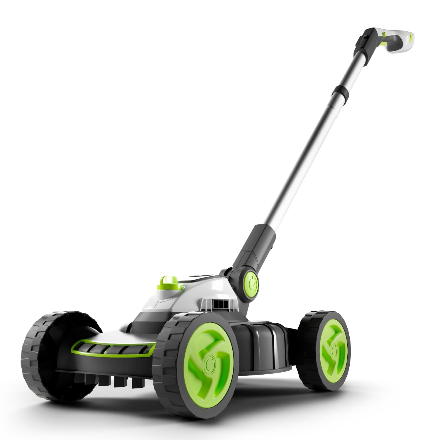 Version 1.0.0 SLM50 Small Alloy Steel Lawnmower | Cordless Electric Lightweight Grab and Go | 2 Cutting Heights | 5200 RPM 10 Inch Width | 18 V | 30 mins Runtime, Grey/Green/White - Image 1