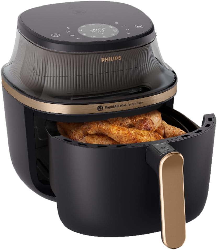 51l7aQNInDL._AC_SL1080_.jpg Airfryer 3000 Series 7.2L, Cooking Window, 16-in-1 Airfryer, RapidAir Plus Technology, Fat Removal, HomeID Recipe App, Easy to Clean (NA342/09) - Image 1