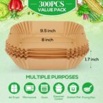 BYKITCHEN 300PCS Disposable Air Fryer Paper Liners for Ninja AF141 5 QT Pro AF181 6.5QT, Cosori Chefman 6 QT &Other 5 to 8Qt Airfryer, 8in Square… - Image 2
