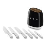 50’s Style 6 Piece Knife Block Set, Acacia - Image 6