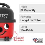 Henry HVR 160-11 Bagged Cylinder Vacuum, 620 W, 6 Litres, Red and Black - Image 3
