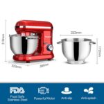 Stand Mixer, Vospeed Food Mixer Dough Blender, 6.2L Electric Cake Mixer with Bowl, Beater, Hook, Whisk, Egg Separator & Silicone Spatula, Dishwasher Safe (Red) - Image 4