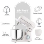 Kitchen in the box Small Stand Mixer, Mini Food Mixer for Baking with Two 3.5L Bowls, Dough Hook, Whisk, Beater, 10 Speed Settings Portable Lightweight for Daily Use (Grey White) - Image 6