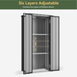 Aoxun 2.5×1.5ft Vertical Shed Outdoor Storage Cabinet Outdoor & Indoor Use Metal Vertical Shed with 3 Layer Outdoor Waterproof Tall Cabinet 2 Adjustable Shelves for Garage,… - Image 4