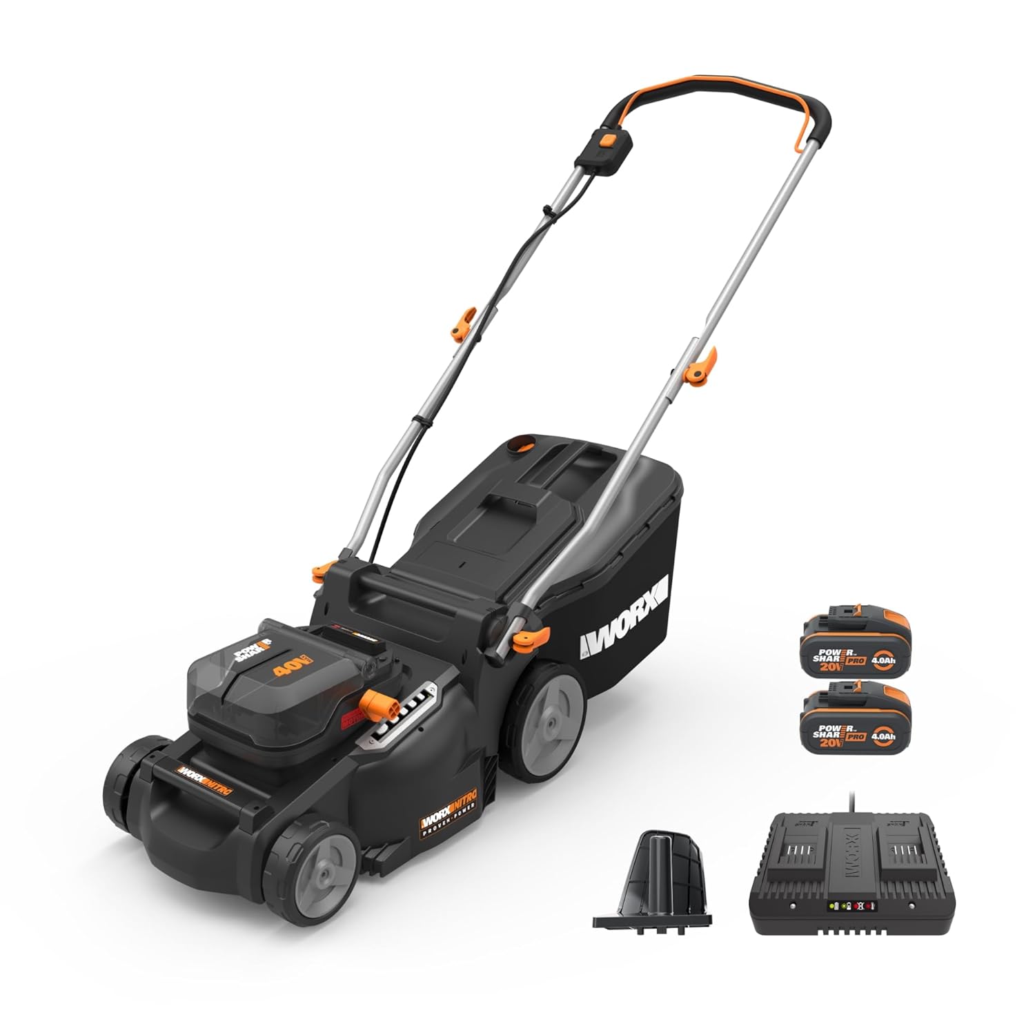 619VAj34ROL._SL1500_.jpg Worx WG737E 40V 37cm Cordless Lawnmower Ideal for Medium to Large Gardens - Image 1