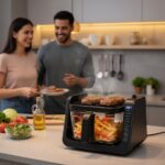 Air Fryer and Grill, 4 Litre Airfryer, 7 in 1, Preset Cook Modes, Transparent Fry Bowl, Cook Shrimp, Steak, Fries, 4L Glass Air Fryer and 1.2L Grill, Black - Image 2