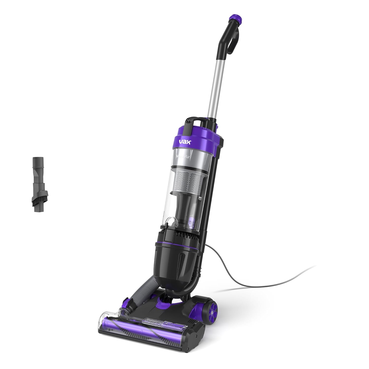 61HiM67rMNL._SL1500_.jpg Vax Mach Air Corded Upright Bagless Vacuum Cleaner, Lightweight, Handheld Tool Attachments for Hair, Car, Upholstery, Bed, Mattress, Home cleaning, 820W, 4.9kg, Purple, UCA1GEV1 - Image 1