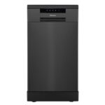 HS523E15BUK Slimline 10 Places Free Standing Dishwasher Black with 30 Minutes Quick Wash [Energy Class E]