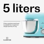 Klarstein Stand Mixer, 5L Food Mixer for Baking with Bowl, 1300W Cake Mixer w/Beater, Dough Hook, Whisk & Mixing Bowl, 6 Speed Planetary Rotation Kitchen Maker, Electric Mixer… - Image 4
