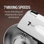 Stand Mixers, 7 Speeds With 3QT Stainless Steel Bowl, Stand and Hand Mixer with Dough Hook, Whisk, Mixing Beater for Baking, Cake, Cookie, Kneading (HP2) - Image 3