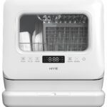 HYE Table Top Dishwasher – Countertop Dishwasher Mini With 3 Place Settings, Non-Plumbed, Compact Tabletop Design (Width 45.5cm), 6 Programs, Quiet Operation (58dB), White -…