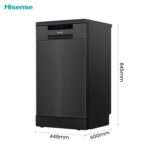 HS523E15BUK Slimline 10 Places Free Standing Dishwasher Black with 30 Minutes Quick Wash [Energy Class E] - Image 2