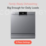 CTTD8SL-b Mini Counter Top Dishwasher in Silver – 8 Place Setting Capacity – Table Top – Compact Design – 7 Wash Cycles – ECO Friendly Mode - Image 5