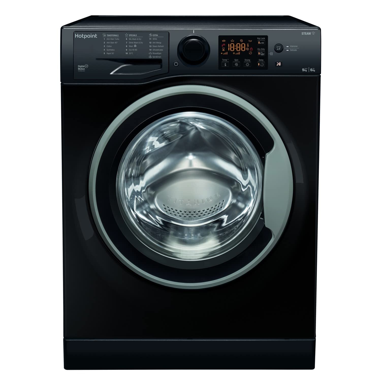 Version 1.0.0 9635 BS UK Freestanding 9/6 kg Washer Dryer, rpm, Black - Image 1