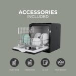 Mini Table Top Dishwasher, Touch Screen Countertop Dishwasher, 5L Built-in Water Tank No Plumbing, with Touch Control, LED Display, Drying Cycle & Fruit Wash - Image 4