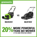 48V (2x24V) Self Propelled Cordless Lawnmower for Large Lawns up to 480m2, 46cm Cutting Width, 55LBag PLUS Two 4Ah Batteries and Twin Charger, 3 Year Guarantee… - Image 3