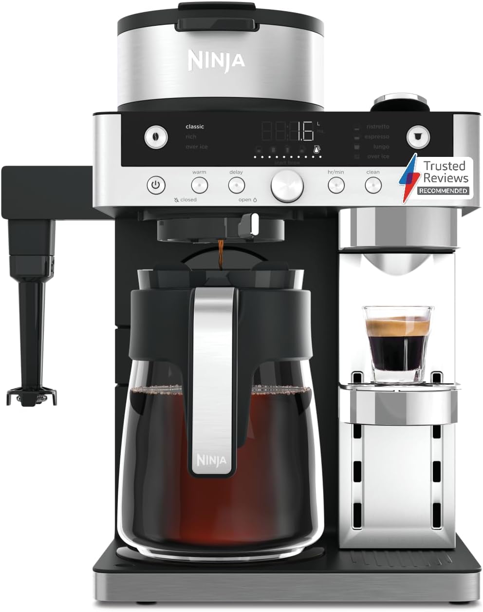 61YzZUTbFRL._AC_SL1400_.jpg Ninja Prestige 2-in-1 Filter Coffee and Pod Capsule Machine with Built-in Milk Frother, Make Lattes, Iced Coffee and Flat Whites, Black CFN802UK - Image 1