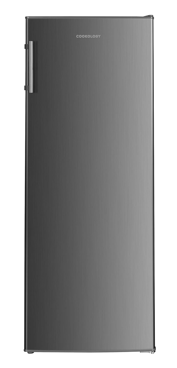 61bGlMu9NkL._SL1500_.jpg CTFR240IX Tall Freestanding Larder Fridge 240 Litre, 143cm High and 55cm Wide with 5 Adjustable Shelves and Reversible Door – In Inox - Image 1