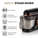Tower 3-in-1 5L Stand Mixer with 6 Speeds and Pulse Setting, 1000W, Rose Gold, T12033RG - Image 3