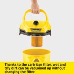 Kärcher Wet and Dry Vacuum Cleaner WD 2 Plus, blowing function, power: 1000w, incl. cartridge filter, floor and crevice nozzle, Yellow, plastic container: 12 l, suction hose: 1.8 m - Image 2
