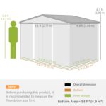 Outsunny 9 x 6ft Metal Garden Shed, Outdoor Storage Tool House with Ventilation Slots, Foundation Kit and Lockable Double Doors, Light Brown - Image 7