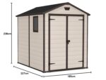 Keter Manor Outdoor Apex Double Door Garden Storage Shed 6 x 8ft Beige Brown Wood effect | Fade Free | All Weather Resistant | Safe and Secure | Zero Maintenance | 15 year Warranty - Image 4