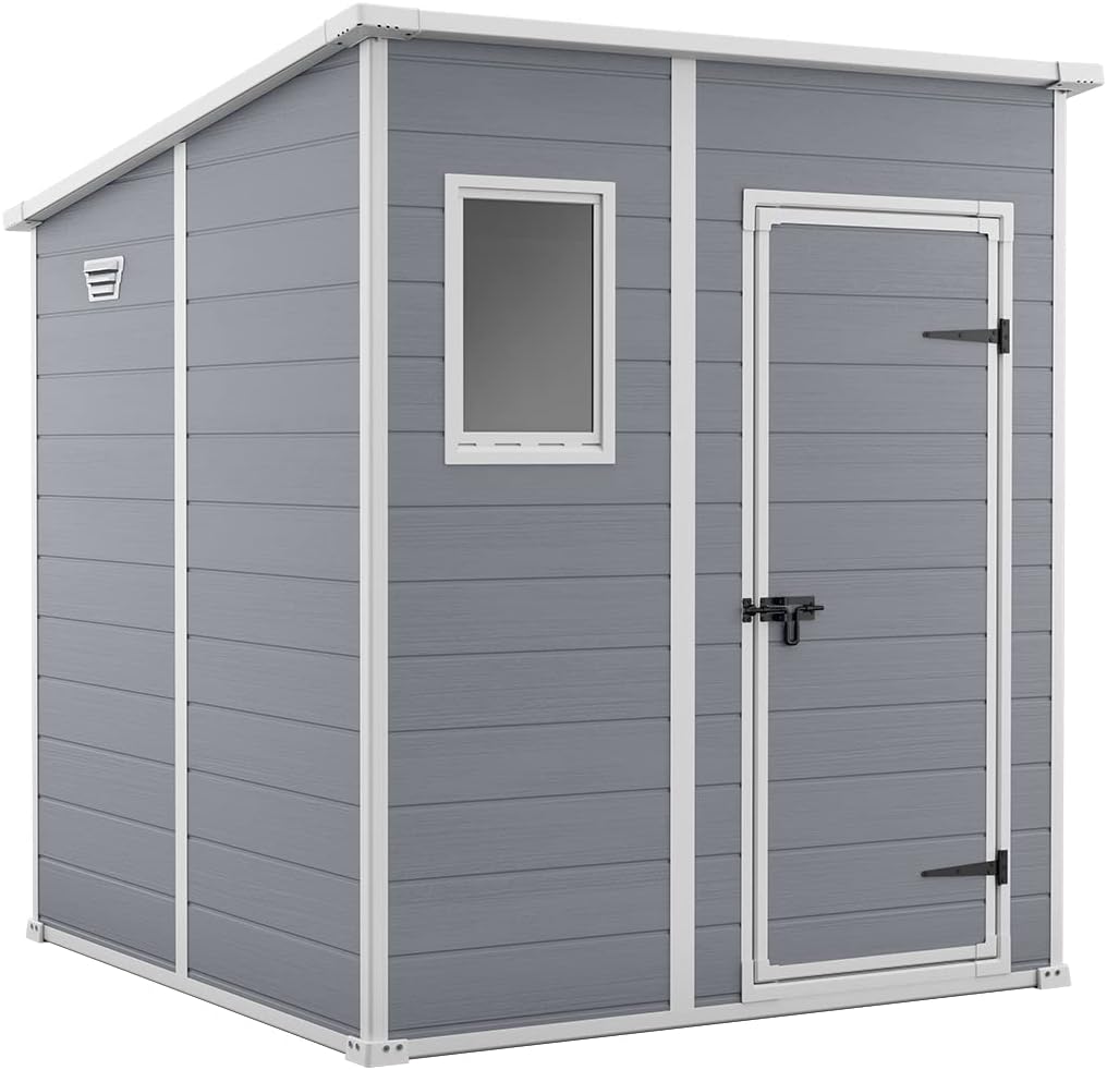 61rtCbCou3L._AC_SL1293_.jpg Garden Storage Shed 6 x 6 feet – Grey, 200.6 cm*183.5 cm*183.0 cm - Image 1