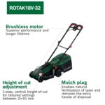 ROTAK18V-32 (Cutting Width: 32 cm, Height of Cut: 25-65 mm, 35 l Fabric Grass Bag, Mulch plug, incl Battery and Charger) - Image 3