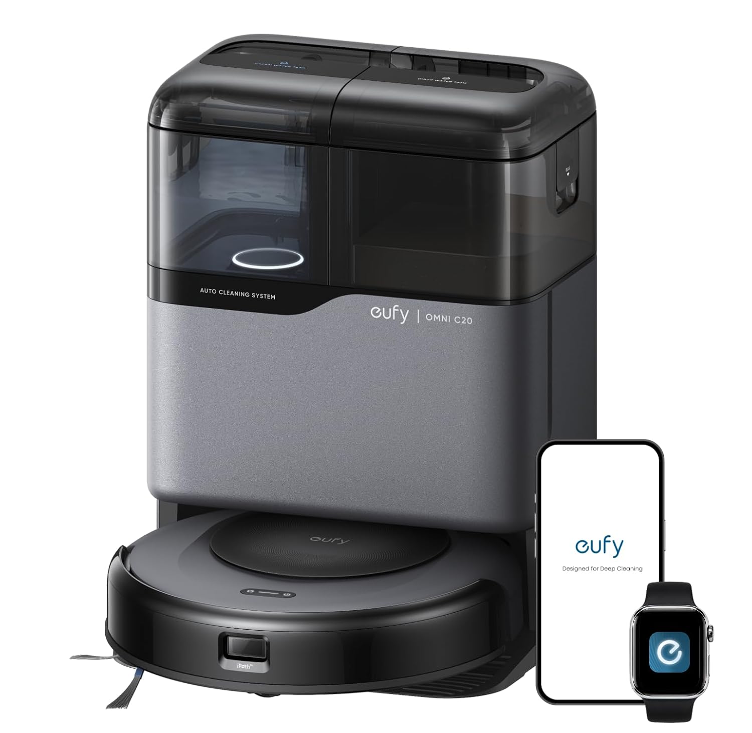 61vYR71BkDL._SL1500_.jpg Omni C20, Robot Vacuum Cleaner with Mop, All-in-One Station,7,000 Pa Powerful Suction, Ultra-Slim, Auto Emptying, Washing and Drying for Hands-Free Cleaning, Mop Lifting… - Image 1