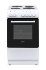 HES50W Electric Cooker – Freestanding 52 Litre Cooker with 4 Solid Plate Rings – Single Cavity Oven – 50cm, White