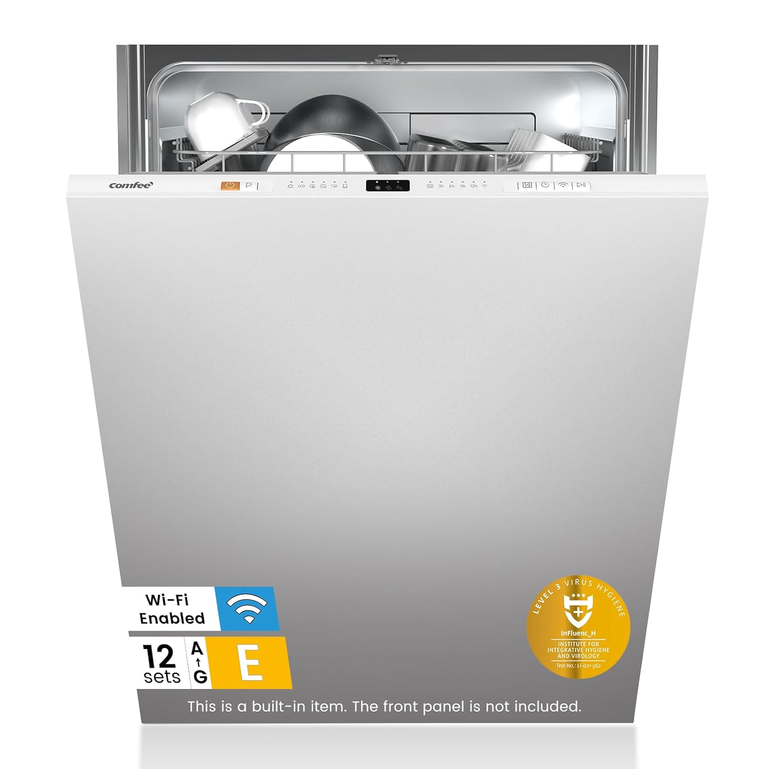 61y3gltF3ZL._SL1500_.jpg KWH-BD1215P-W Fully Integrated Dishwasher with 12 Place Settings, Cloud Wash, Extra Drying, Built-in Dishwasher with Delay Start, Quick Wash – White - Image 1