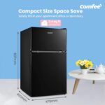 RCT87BL2(E) Under Counter Fridge Freezer, 87L Double Door Small Fridge Freezer with Light, Removable Shelves, Adjustable Thermostats, Reversible Doors Black - Image 3