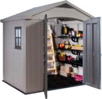 Keter Factor 8 x 6 ft Outdoor Storage Shed, Beige/Brown - Image 3