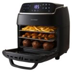 12L Digital Air Fryer Oven with Rotisserie 1800W Large Air Fryer with Touch Panel & 8 Cooking Presets, Shelves, Basket, Racks & Drip Tray Black & Silver Finish - Image 4