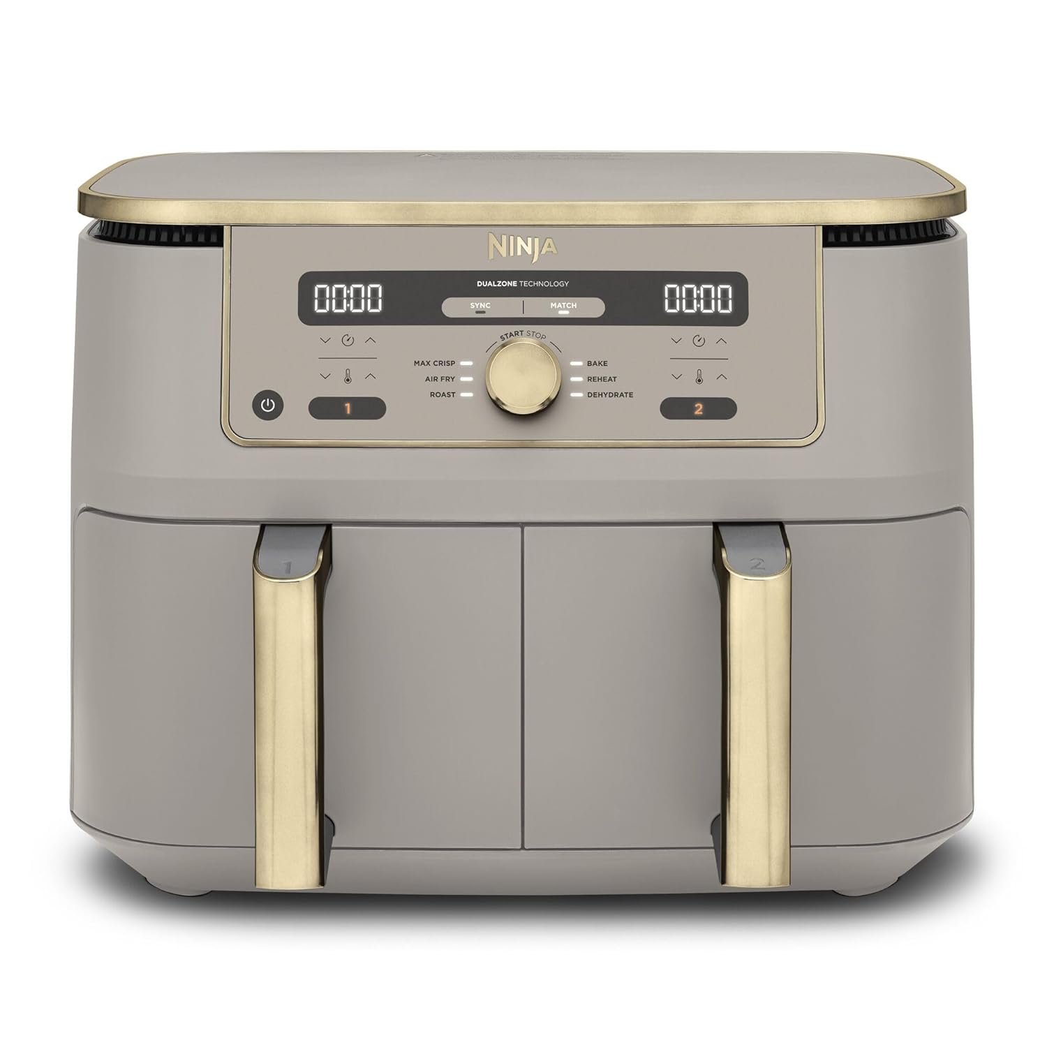 7104lq1KKSL._SL1500_.jpg MAX Dual Zone Digital Air Fryer, 2 Drawers, 9.5L, 6-in-1, Uses No Oil, Air Fry, Max Crisp, Roast, Bake, Reheat, Dehydrate, Non-Stick, Dishwasher Safe Baskets, Stone Gold… - Image 1