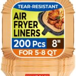 Air Fryer Paper Liners, 200pcs Air Fryer Liners Disposable, 8″ Square Baking Paper Liner for 5-8 qt Airfryer Basket, Non-stick and Oil Proof…